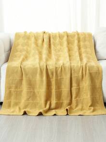 Manta de punto acogedora con detalle de volantes para todas las estaciones, multiusos y cómoda para camping, sofá, tomar el sol y siestas, manta de punto con ribete de volantes, manta de camping - rombo oblicuo amarillo - Ver 5