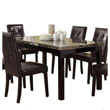 Dining Table Faux Marble Top Birch Veneer Dining Room Furniture 1pc Table - Dark Brown1 - View 6