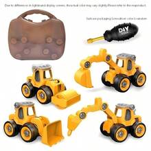 Juego de juguetes de vehículos de ingeniería DIY para niños, desmontable y ensamblable, juguete educativo de ensamblaje con tornillos para desarrollar la habilidad manual y el pensamiento lógico, modelo deslizante desmontable interactivo para padres e hijos, regalo creativo de cumpleaños y fiesta para niños de 3 a 12 años - Multicolor - Ver 16