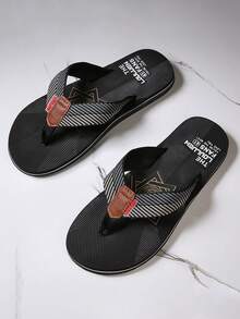 Men's Flip Flops, Men's Sandals, Beach Viral Men's Flip Flops, Summer New Fashion Home & Outdoor Toe-Post Solid Color Sandals, Men's Sandals - Black - View 2
