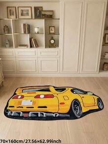1pc, Summer New, Yellow Sports Car Shaped Rug, Perfect For Bedroom, Living Room Decor, Decorative Rug, Bedroom Decor, Small Rug, Rug, Home Decor, Living Room Rug, Living Room Small Rug, Bedroom Rug, Living Room Home Decor, Outdoor Rug, Washable Rug - Multicolor - View 13