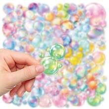 50 Colorful Bubble Stickers, Suitable For Notebooks, Journals, And Phone Cases, PET Material Decorative Stickers - Multicolor - View 3