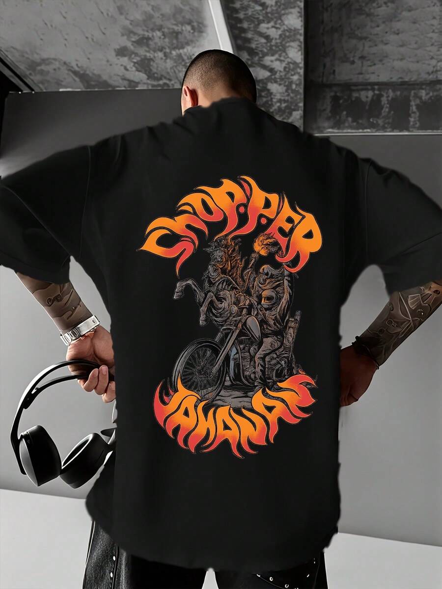 Men's Casual T-Shirt With A Round Neck, Stylish Slogan Design, Easy To Match Top. Men's Short-Sleeved Shirt, Casual Sporty Style, With A Modern Design. - 混色9 - 查看 1