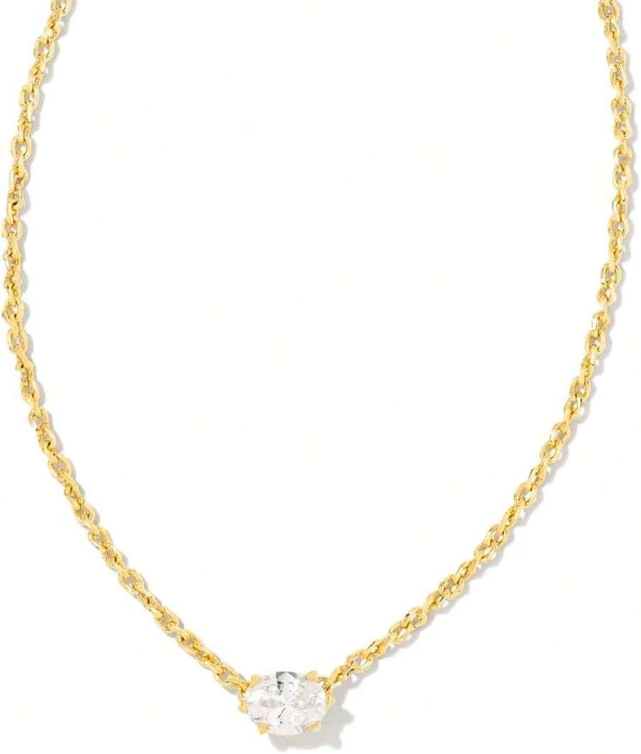 Kendra Scott - Collar con colgante de Cailin, joyería de moda para mujer - ORO - vidrio VERDE - Ver 1