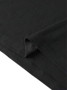 Men's Summer Casual Versatile Slim Fit Regular Shoulder Zipper Short Sleeve Polo Shirt - Black - View 5