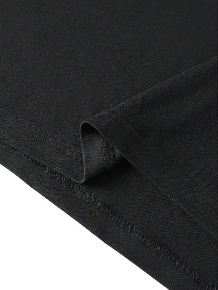 男士夏季休閒百搭修身版型標準肩寬拉鍊短袖 Polo 衫 - 黑色 - 查看 5