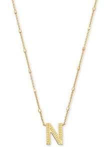 Kendra Scott Collar con colgante de letras A-Z para mujer, joyería de moda, latón chapado en oro de 14 quilates - Letra A - Ver 13