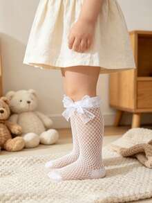 2 Pasang Kaos Kaki Jala Berongga Lucu Manis untuk Bayi Perempuan, Kaos Kaki Jala Setengah Betis yang Bernapas untuk Musim Semi/Panas - MultiWarna - View 7