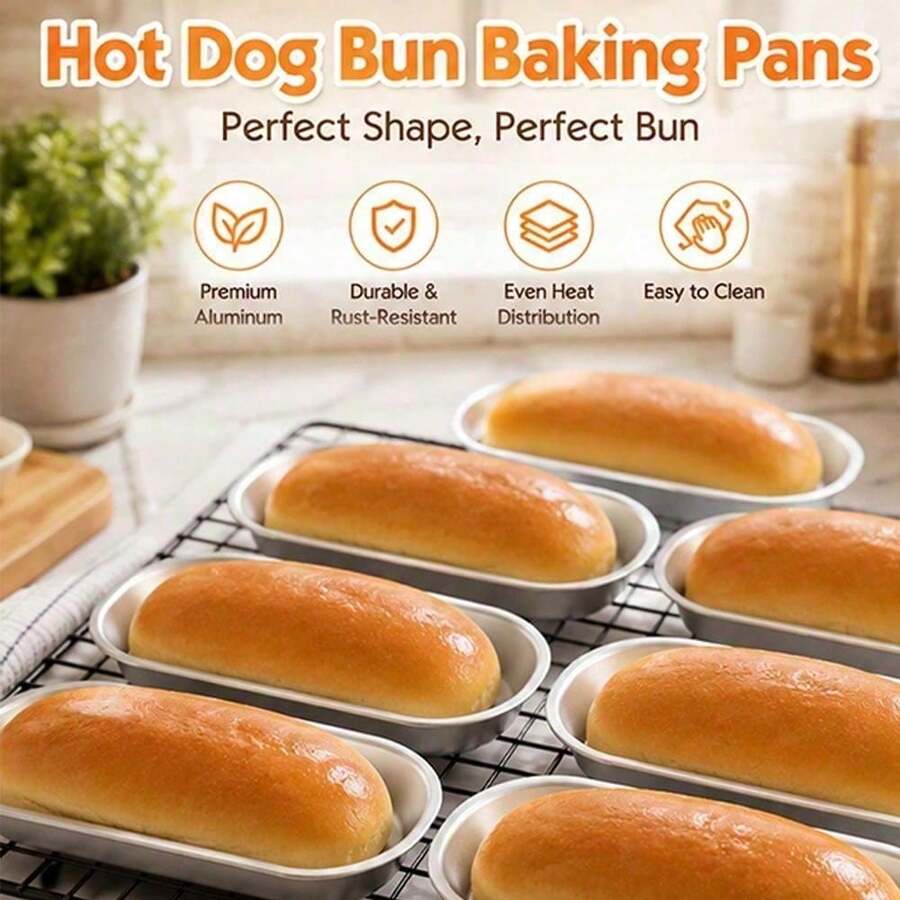 5/10pcs French Hot Dog Bread Mold - Open Long Tray, Hard Anodized Aluminum Durable, Non-Stick Easy Release, French Bread Mold, Perfect For Pita Bread, Ideal For Christmas, Eid, Ramadan, Halloween, Mother's Day And Daily Baking