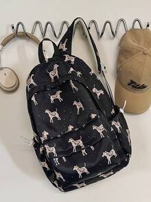 Sac à dos vintage marron clair avec imprimé de cerf, sac à dos scolaire simple et frais pour les adolescents du collège et du lycée, sac de voyage léger pour étudiants - Multicolore - Voir 3