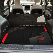 1pc/4pcs Black & Red Geometric Patchwork Print Car Floor Mats, Car Trunk Mat | Easy To Clean, Stylish Interior Protection, Suitable For Sedans, Trucks And SUVs, Enhance Driving Pleasure And Comfort, Polyester Fiber - Black and Red Geometry - View 5