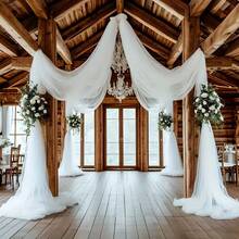 1 Roll 50m White Tulle Fabric, Suitable For Wedding Tablecloth, DIY Crafts, Bridal Veil/Wedding Dress, Ballet Skirt, Wedding Dress, Table Skirt/Tent, Wedding Decoration, Chair Back Decoration, Party Backdrop, Wreath Packaging, Stair Railing, Romantic Christmas Ceremony Backdrop And Holiday Party Decoration - View 6