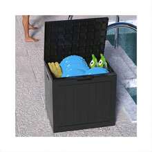 30 Gallon Waterproof Deck Box With Lockable Lid, Minimalist Wood Grain, Easy Assembly & Handles For Patio - Black - View 4