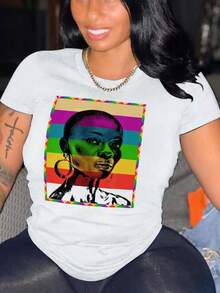 Women's Short-Sleeved T-Shirt 2024, Fashion Print, For Cross-Border And Independent Platforms. - 白色 - 查看 4