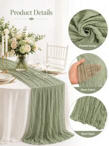 Orange Cheesecloth Table Runner, Boho Rustic Crinkle Gauze Table Decor, Soft Sheer Fabric With Flowing Drape, Elegant Centerpiece For Wedding Party Bridal Shower Birthday Dinner Holiday Table Outdoor Picnic Chair Decor Home Dining - A - View 3