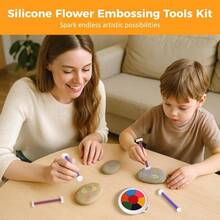 Silicone Flower Dotting Tools, 20 Shapes 20 Pcs Dotting Pens, Mandala Embossing Tools Rock Painting, Art With Color Ink Pad, Dual-Tip Art Kit - D - View 2