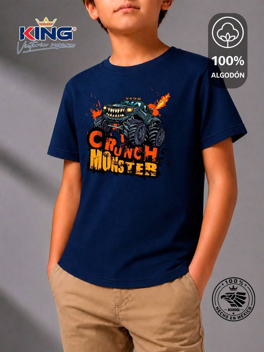 Shendy Vendy Kids Camiseta para niño 100% Algodón, manga corta, cuello redondo, suave y cómoda. Diseño de automovilismo con gráficos dinámicos de velocidad. - Azul Marino - Ver 1