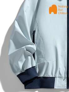 NBCT Women's Light Sport Commute Baseball Jacket, Stand Collar, Minimalist Design, Loose Fit, Slimming, Solid Color, Functional Outerwear For Daily Work And Hiking - Baby Blue - View 5