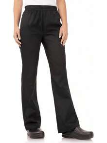 Chef Works Pantalones de Chef Holgados Esenciales Pantalones de Cocinero para Mujer - Negro - Ver 1