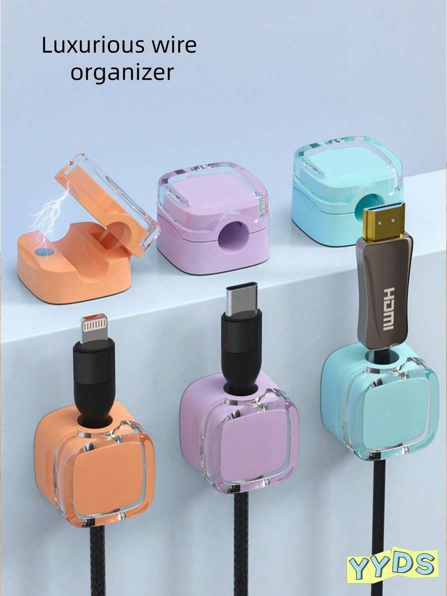 Desktop Magnetic Cable Organizer, Home Office Data Charging Cable Management Storage, Snap Clip, Network Cable Car Cable Winder, Data Cable Storage Desktop Cable Organizer Charging Cable Fixing Tool Phone Bedside Silicone Cable Clip Earphone Cable Hub