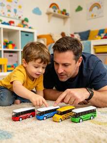 Mini Alloy Bus Toy, Die-Cast Realistic School Bus And Bus Vehicle Model, Pocket-Sized Portable Play Car, Durable Metal Toy, Early Education Learning Toy, Birthday Christmas Party Favor Stocking Stuffer Gift, Suitable For Boys And Children Aged 3+ - Bus - View 4