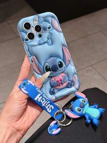 Disney Lilo And Stitch Phone Case : 3D Fluffy Pattern Border Protector Phone Soft Phone Case With A Free Cute Stitch Bracelet Chain Lanyard, Stitch, Lilo, Angel, For Apple 17 Promax 17 Pro 16 15 14 13 12 11 Pro Max XS Max X XR Soft Cover Summer Phone Case - 白色 - 查看 3