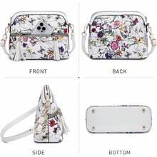 Dasein Bolso bandolera con cremallera para mujer, bolso de hombro a la moda con múltiples bolsillos - 00-blanco Floral - Ver 4
