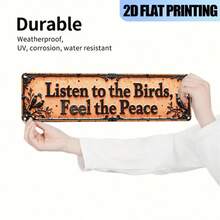 1pc 2D Flat Novel Vintage "Listen To Birdsong, Feel Peace" Retro Aluminum Sign Vintage Metal Sign Fashion Wall Art Plaque Home Decor Bathroom Kitchen House And Gothic Wall Decor Signage Or As Unique Poster 40.64 X 10.16 Cm, Halloween Christmas Sign Decoration - A - View 8