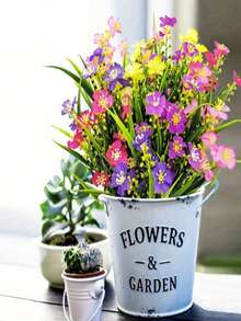 15/10/5/1pc Thickened Dynamic Style, Colorful Artificial Flowers Outdoor Decor, UV-Resistant Plastic Artificial Shrubs, Suitable For Indoor/Outdoor Home Garden, Windowsill, Porch And Flower Pots, Ideal Decorative Plants For Spring And Summer - 15pcs/Thickened Dynamic Style - View 2