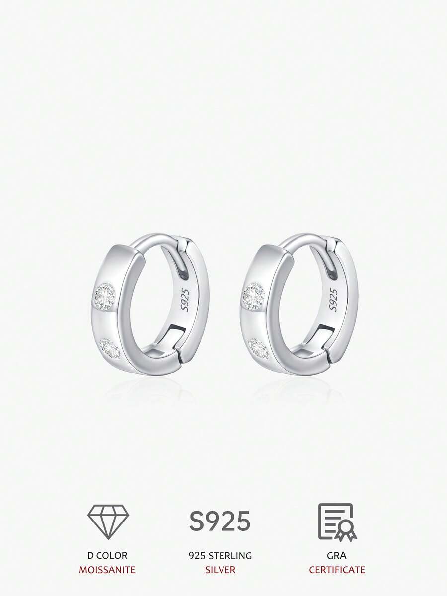 1 Pair Women's Sparkling Moissanite Earrings 925 Sterling Silver With GRA Certificate Wedding Jewelry Party Gift