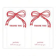 50 piezas Pegatinas de agradecimiento con lazo rosa, pegatinas adhesivas rectangulares simples para sellado de embalaje y decoración de regalos - Blanco (50 parches/paquete) - Ver 9