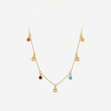18K Gold Plated Iris Flower Elegant Versatile Gold & Colorful Zirconia Stud Earrings And Necklace Jewelry Set For Women - Gold - View 3