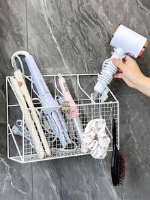 Wall-Mounted Hair Tool Storage Basket, No-Drill Bathroom Organizer Rack, Suitable For Hair Dryer And Curling Iron - Multicolor - View 12