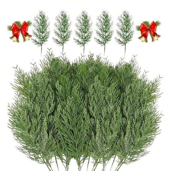 10/20/30 PCS Artificial Pine Leaves Branches-13.7 Inches Fake Greenery Pine Sprigs-Faux Picks For DIY Garland Wreath Christmas Embellishing And Home Garden Decoration