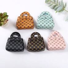 1pc Vintage Print PU Leather Mini Bag Charm Keychain, Suitable For Back To School Season, Student Backpack Accessory, Coin Purse Decoration - Multicolor - View 3