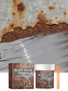 100g Grey Metal Anti-Rust Primer With Brush, Corrosion-Resistant Weather-Resistant Metal Protective Coating, DIY Metal Fence, Car Parts And Iron Tools Refurbishment Paint - Gray Metallic Primer - View 2