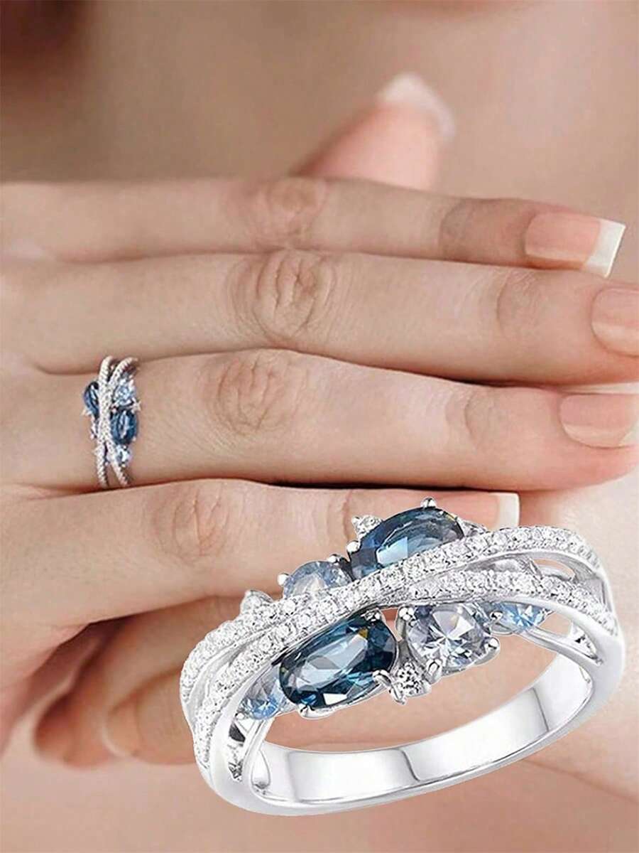 1pc Elegant Cubic Zirconia Ring, Suitable For Women To Wear, Suitable For Wedding, Engagement, Anniversary Party, Valentine's Day Gift - 1# - View 1