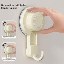 1PC Strong Load-Bearing Adhesive Hook Heavy Duty Suction Cup Wall Hook Reusable Waterproof Vacuum Hook For Kitchen Door Bathroom Toilet Storage Organization - Multicolor - View 2