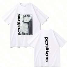 T-shirt con grafica delle posizioni della cantante , per uomo e donna, casual, oversize, a maniche corte, unisex, top carino. - Bianco - Visualizzare 1