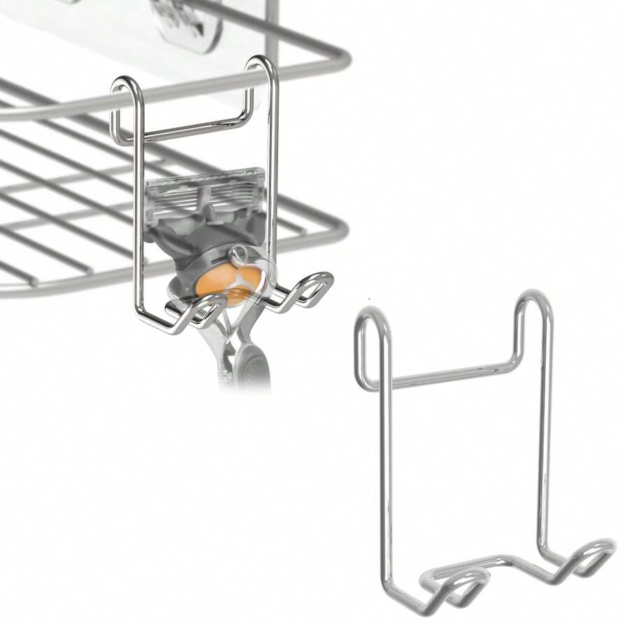 Shower Basket Shelf Hook, Hanging Accessory, Suitable For Wall-Mounted Shower Basket, Can Store Washcloth, Razor, Body Brush And Other Items, Compatible With... - View 1