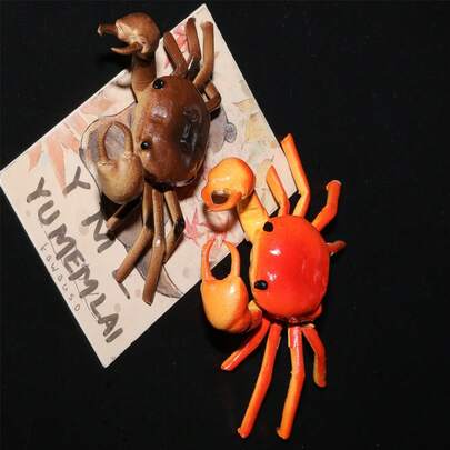 Refrigerator Magnet 3D Realistic Crab Fridge Sticker Decorative Sticker Miniature Landscape Ornament Fish Tank Decoration