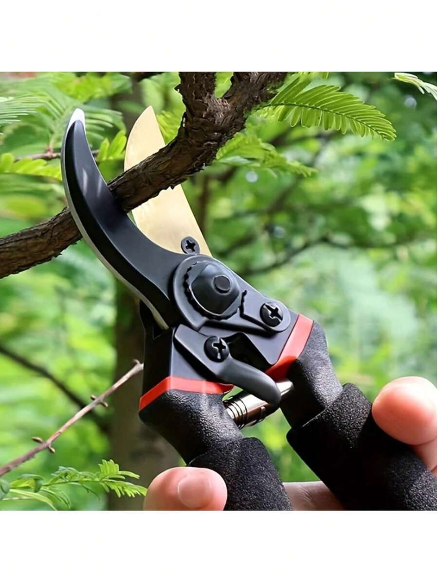 1pc ProGarden Titanium Alloy Scissors T13 - Ergonomic Right-Handed Scissors With Ultra-Sharp Alloy Steel Blades, Safety Lock, Non-Slip Grip, Suitable For Hedge Trimming And Gardening - A - View 1