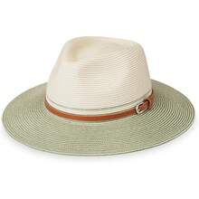 Wallaroo Hat Company Kristy Fedora - UPF 50+, protección solar UV, diseño plegable, ajustable, tamaño mediano - Marfil/Coral - Ver 1