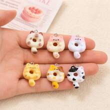 Juego de 10 piezas de dijes de resina en forma de rosquilla de colores, accesorio hecho a mano para la fabricación de joyas como pendientes, collares, pulseras, llaveros, decoración de bolsos - Surtido aleatorio - Multicolor - Ver 12