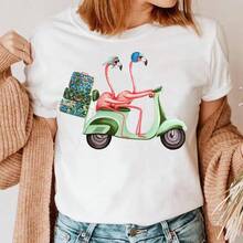 Women's Short Sleeve Creative Geometric Print Round Neck T-Shirt Harajuku Tops - Black - View 2