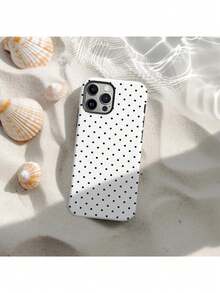Soft And Cute Pink Phone Case With Light Blue Dots, Y2K Style, Compatible With IPhone17/ IPhone16/15/14/ IPhone13/12/11 Pro Max - 白色1 - 查看 1