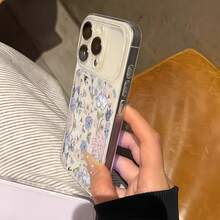 1件透明白紫色花卉燕子圖案全包覆鏡頭保護防摔防撞個性化手機殼，適用於 iPhone 16 Pro Max/17/16/15/14 Plus/13/12/11/Air - 彩色 - 查看 3