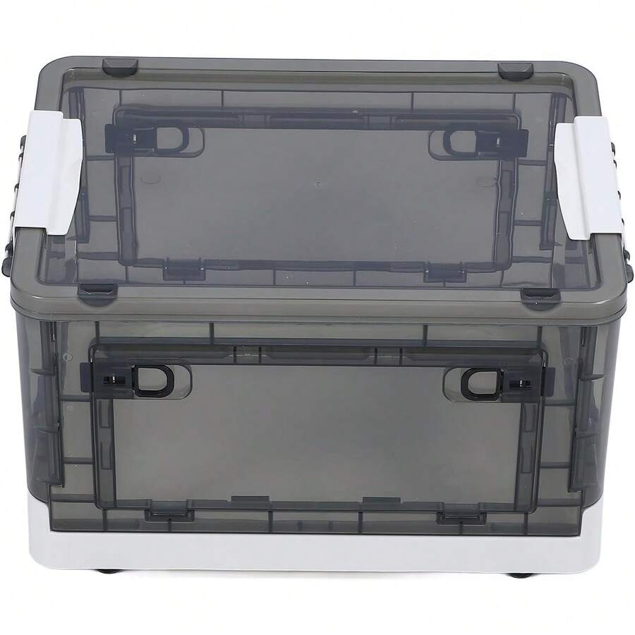 Caja de Almacenamiento Aramox, Contenedor Transparente de Gran Capacidad con Puertas Laterales y Ruedas, para Almacenamiento de Ropa, Mantas y Equipaje en Hogar u Oficina (3 puertas 55L) - Tiene - Ver 1