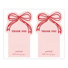 50 piezas Pegatinas de agradecimiento con lazo rosa, pegatinas adhesivas rectangulares simples para sellado de embalaje y decoración de regalos - Blanco (50 parches/paquete) - Ver 6