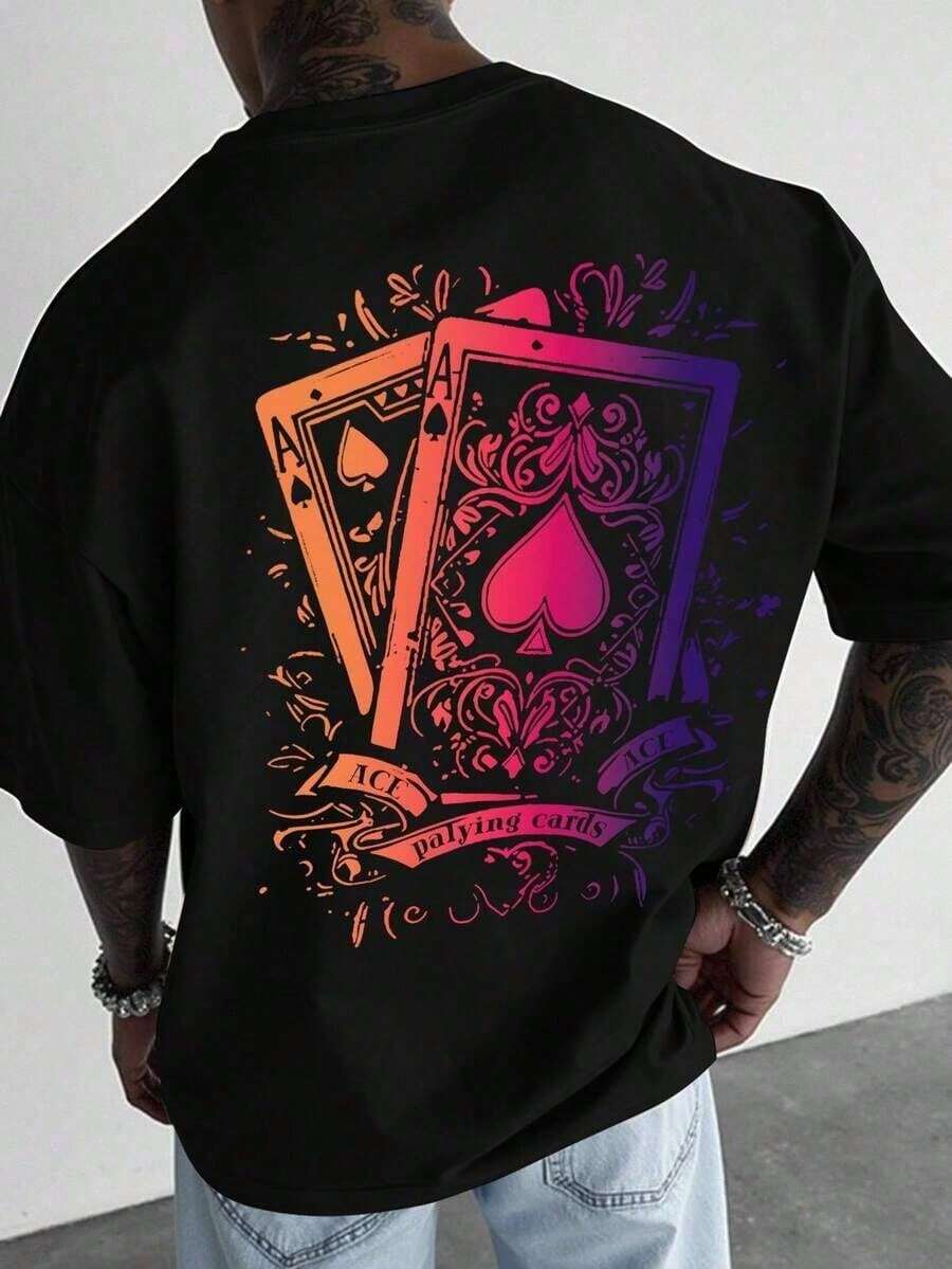 Manfinity Men's Short-Sleeved Crew Neck T-Shirts With Letter And Figure Print, 2000s Style Summer Graphic Tees. - 軍綠色 - 查看 1